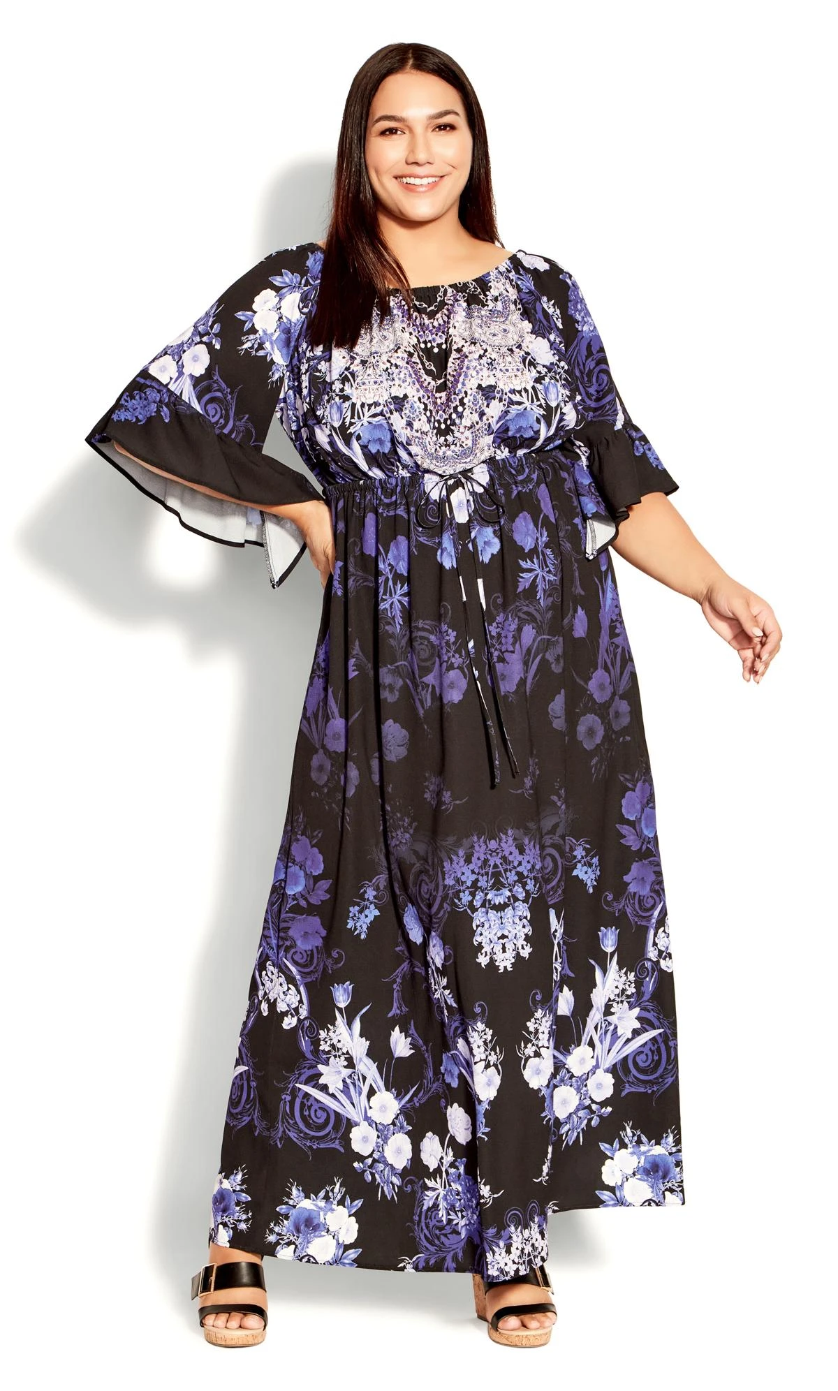 Avenue Black Getaway Beaded Maxi Dress