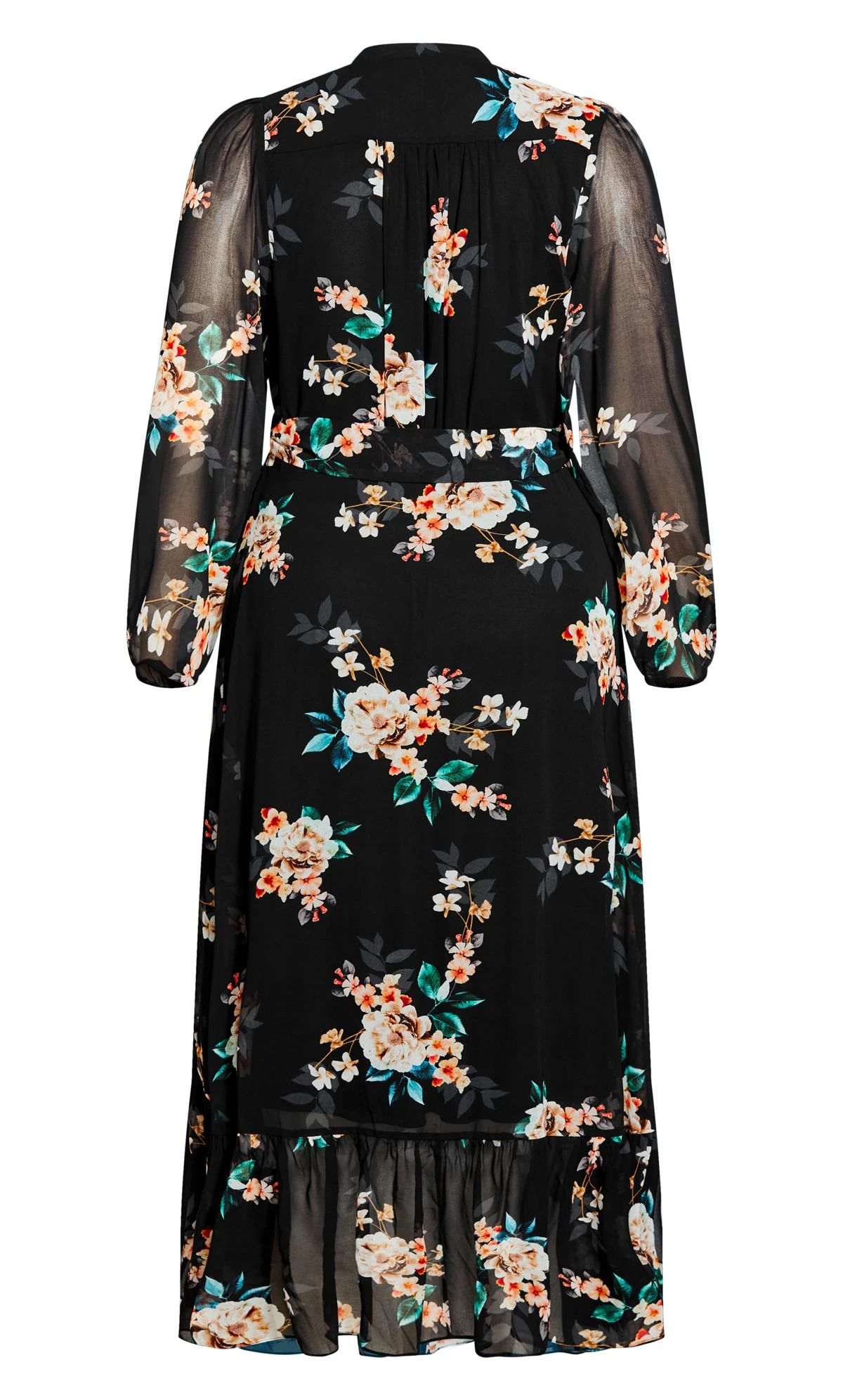 City Chic Black Floral Wrap Maxi Dress - Image 5