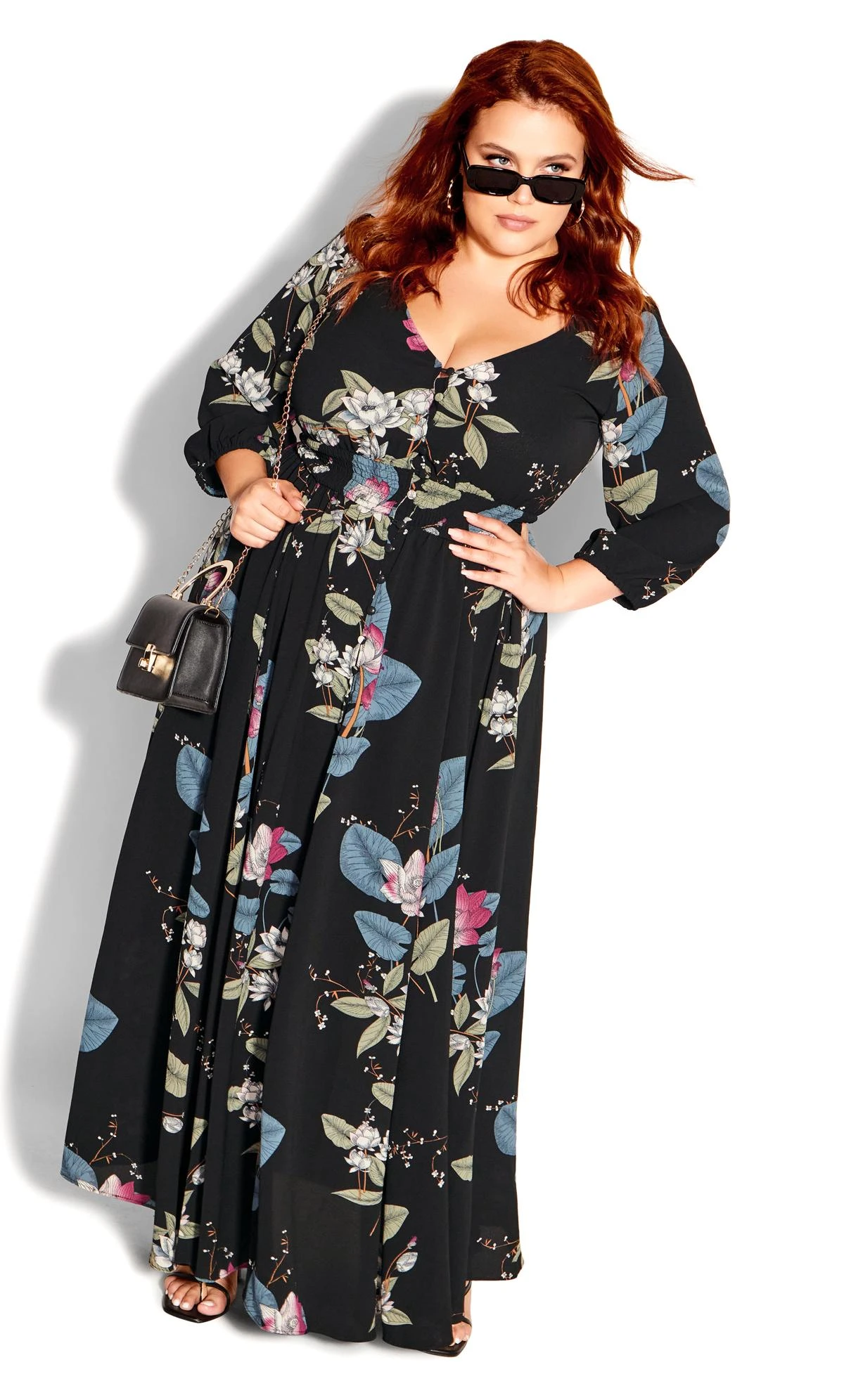 City Chic Black Blossom Maxi Dress - Image 2