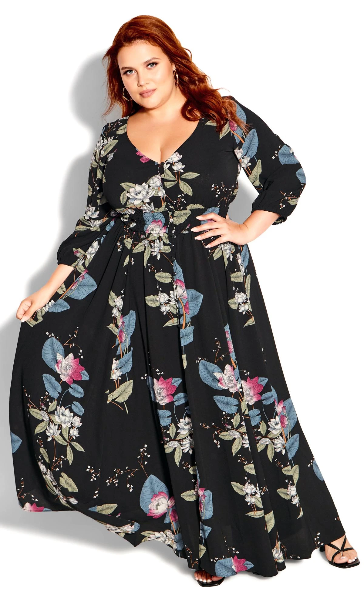 City Chic Black Blossom Maxi Dress