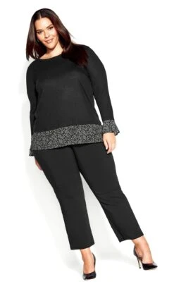 Avenue Black Floral Print Hem Top