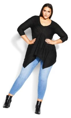 Avenue Black Finley Textured Top