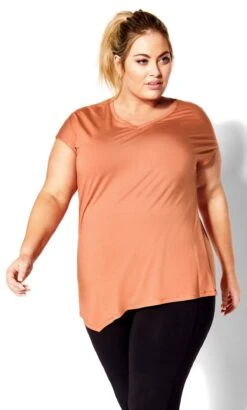 City Chic Ave Leisure Orange Asymmetrical T-Shirt