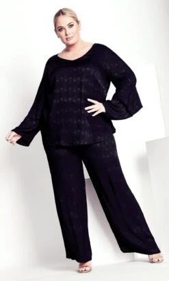 City Chic Navabi Kollektion Black Wide Leg Trouser