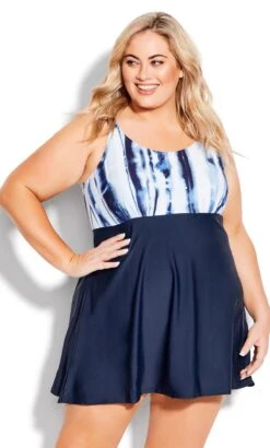 Avenue Black Watercolour Swim Dress