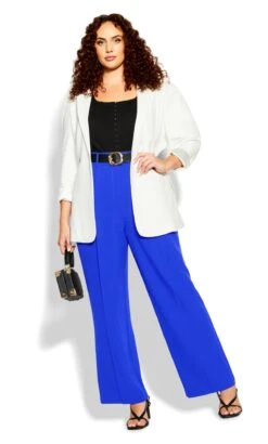 City Chic Cobalt Blue Belted Wide Leg Trousers
