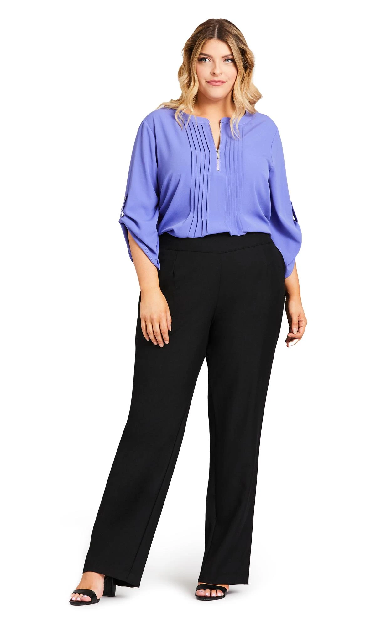 City Chic Black Wide Leg Trousers - Image 2