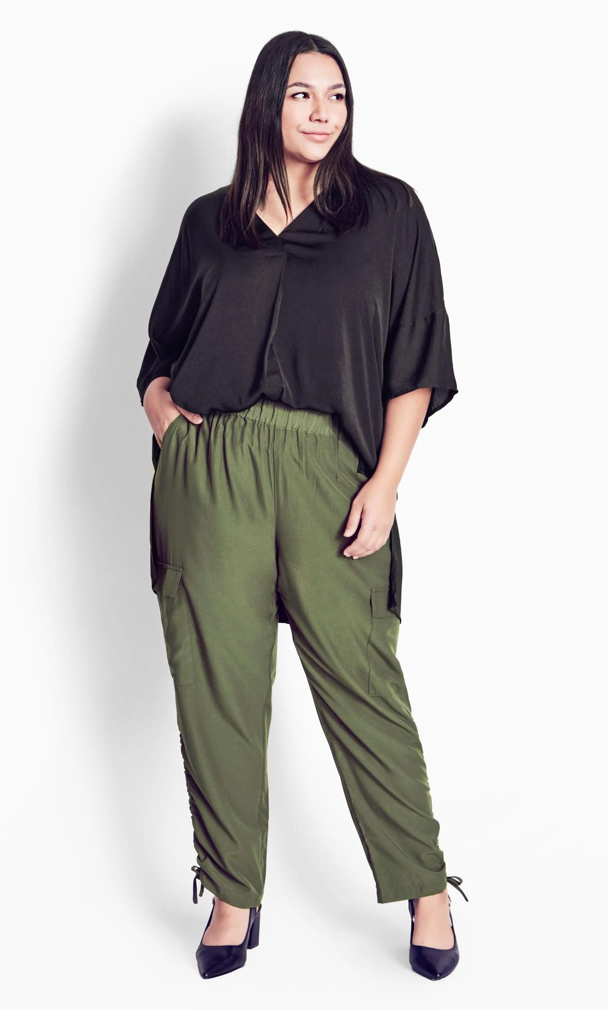 Avenue Arna York Green Shiloh Ruched Trouser