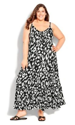 Avenue Black Mykonos Tie Front Maxi Dress