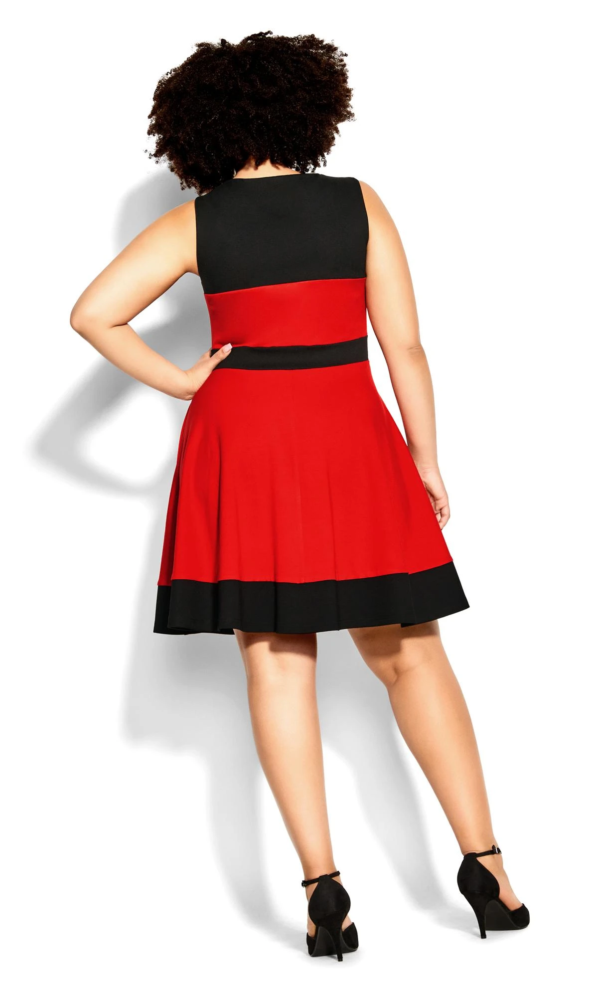 City Chic Red & Black Skater Mini Dress - Image 4