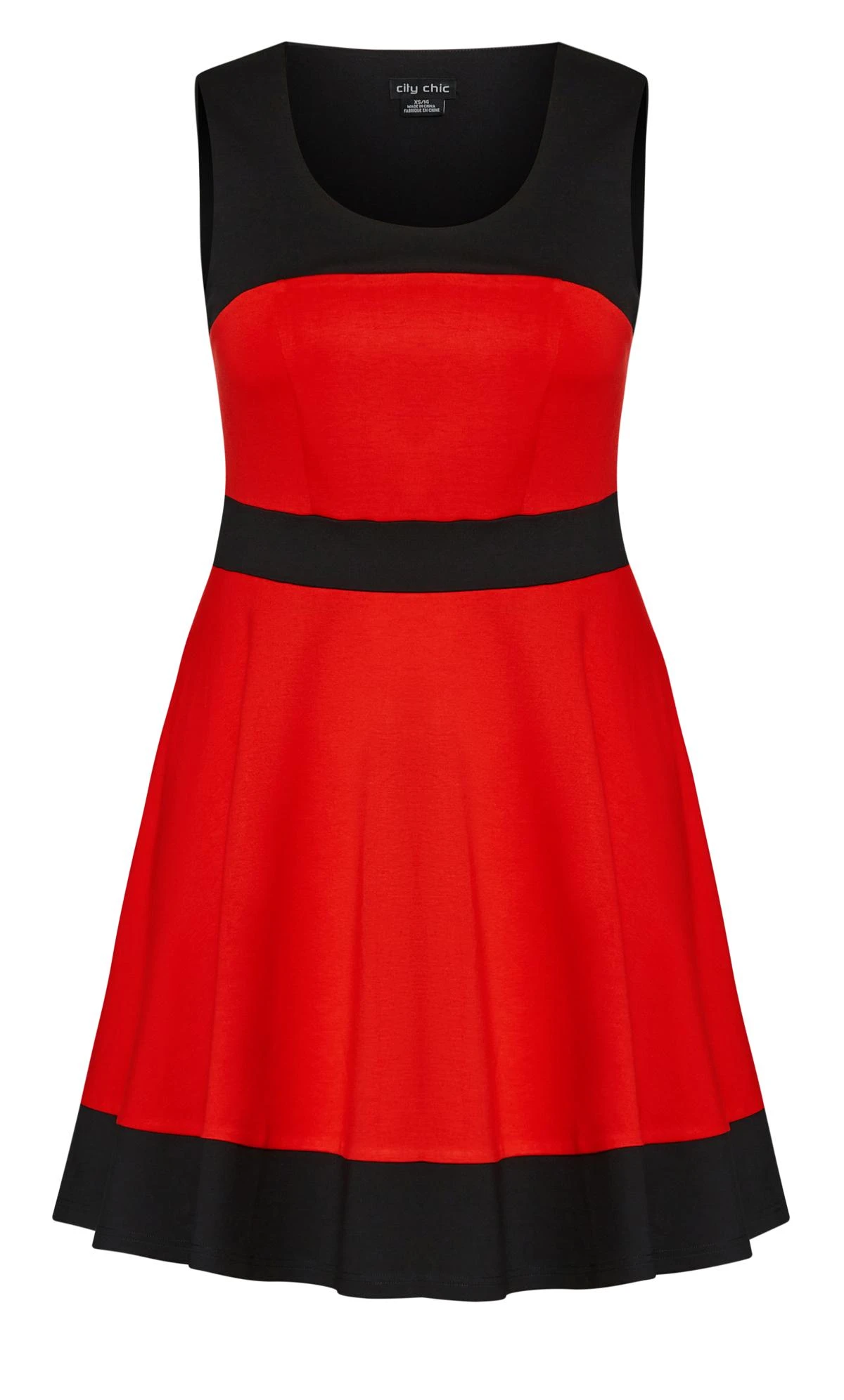 City Chic Red & Black Skater Mini Dress - Image 5