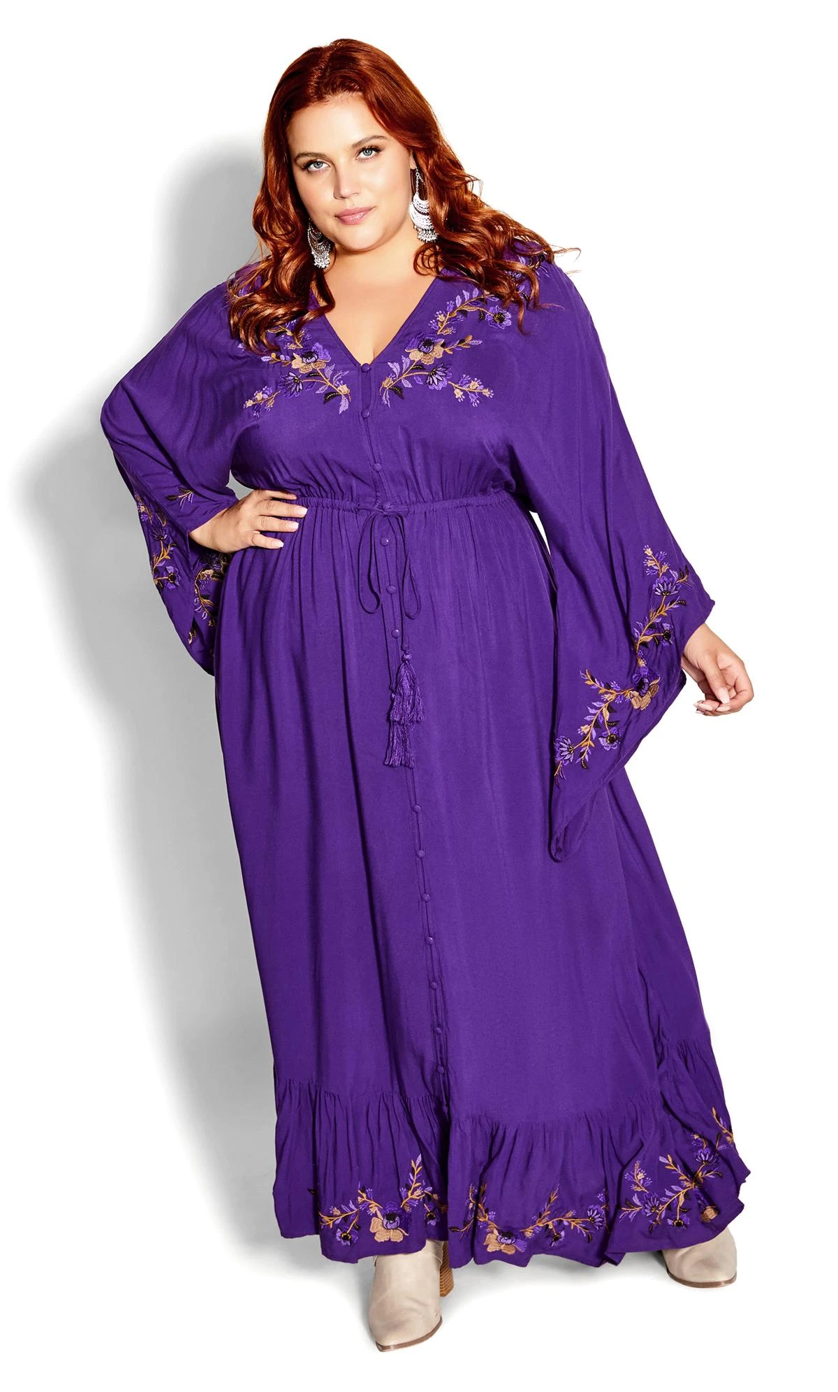 City Chic Purple Embroidered Maxi Dress - Image 2