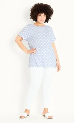 Evans Light Blue Polka Dot T-Shirt