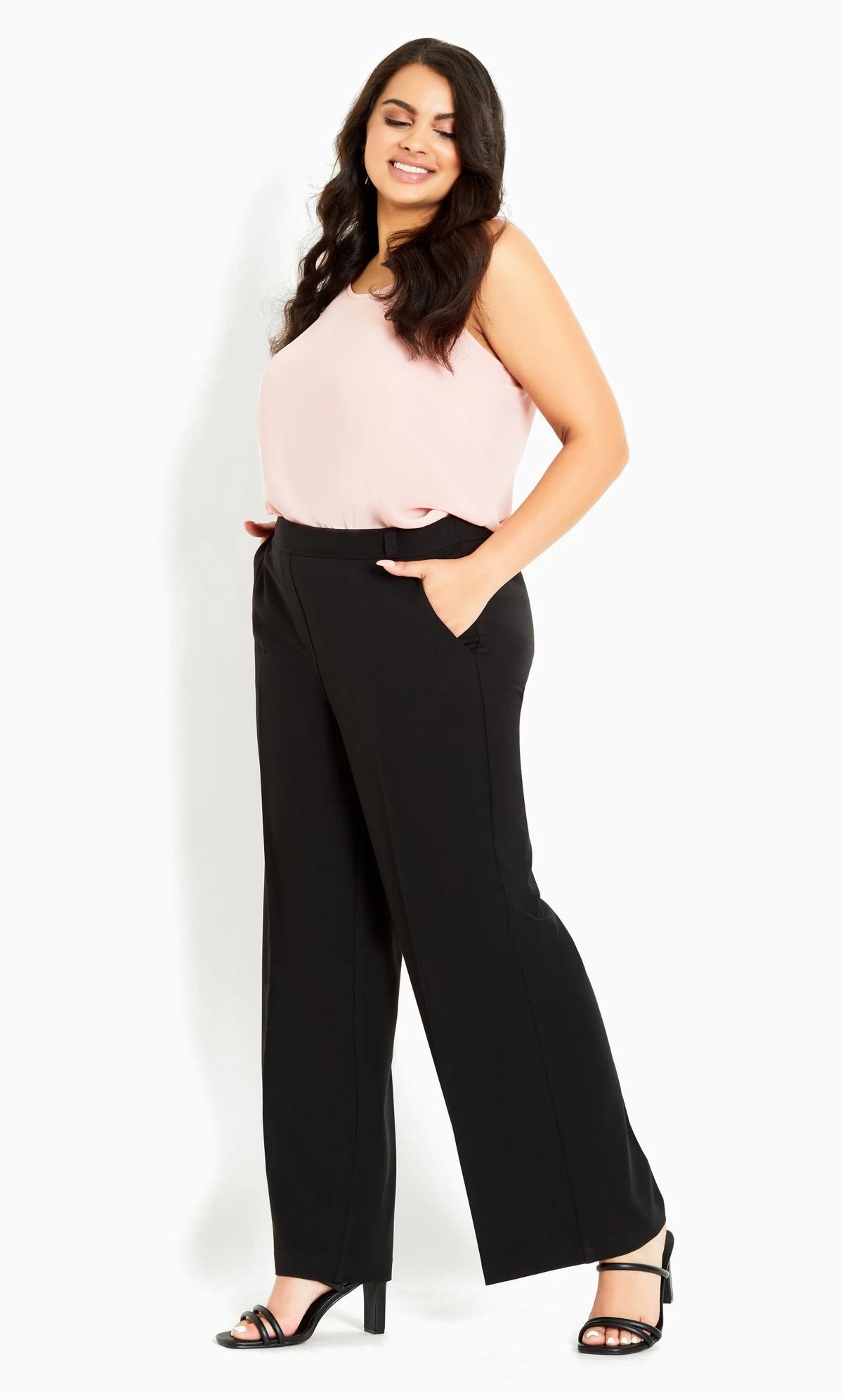 Evans Black Picasso Wide Leg Trouser Black