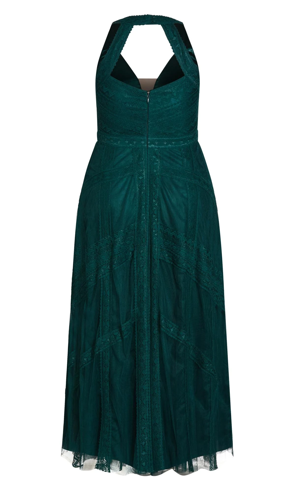 City Chic Emerald Green Lace Detail Maxi Dress - Image 5