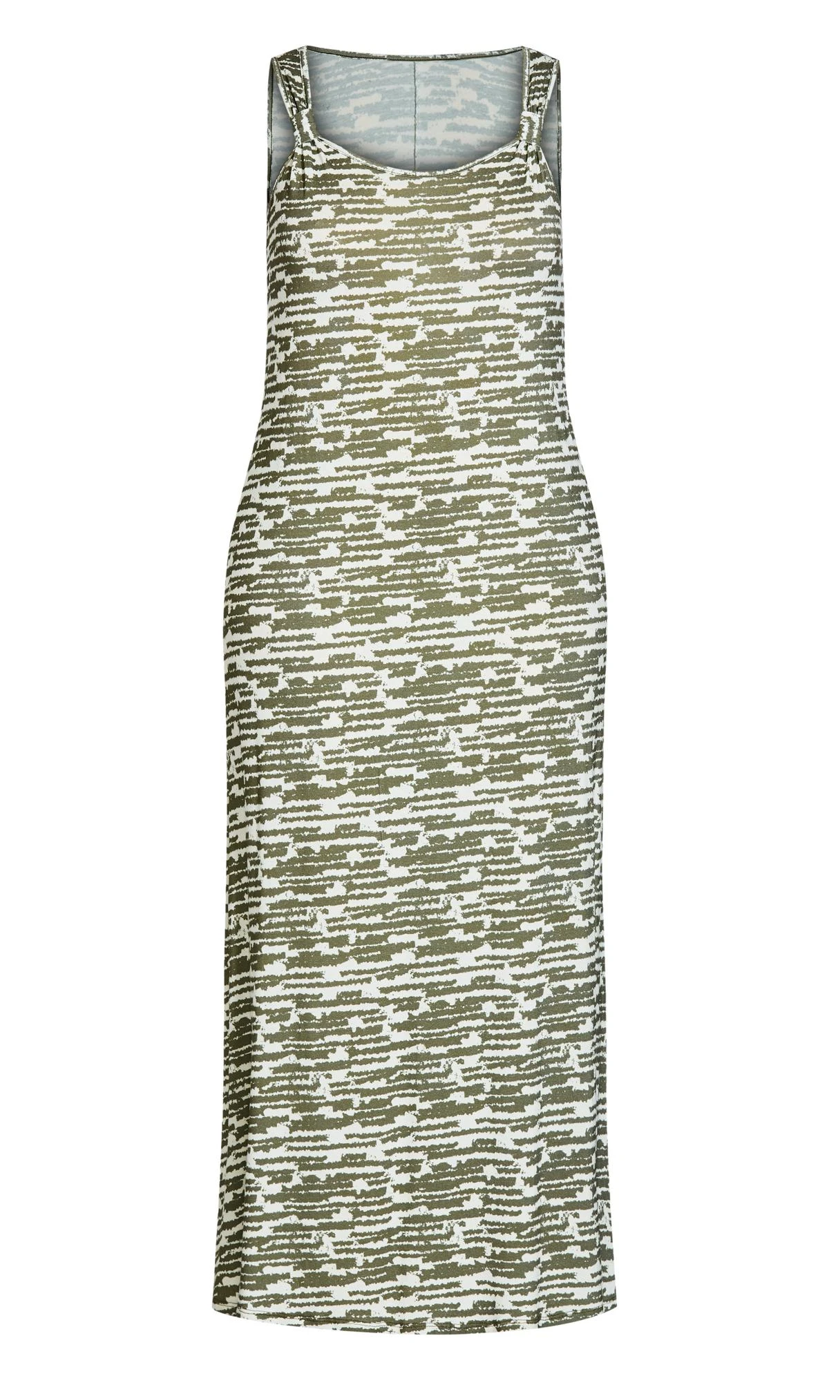Evans Khaki Green & White Stripe Maxi Sundress - Image 3