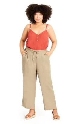 Avenue Beige Brown Wide Leg Trousers