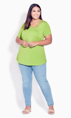 Avenue Lime Green Cut Out T-Shirt