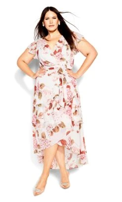 City Chic White Flirty Tier Print Maxi Dress