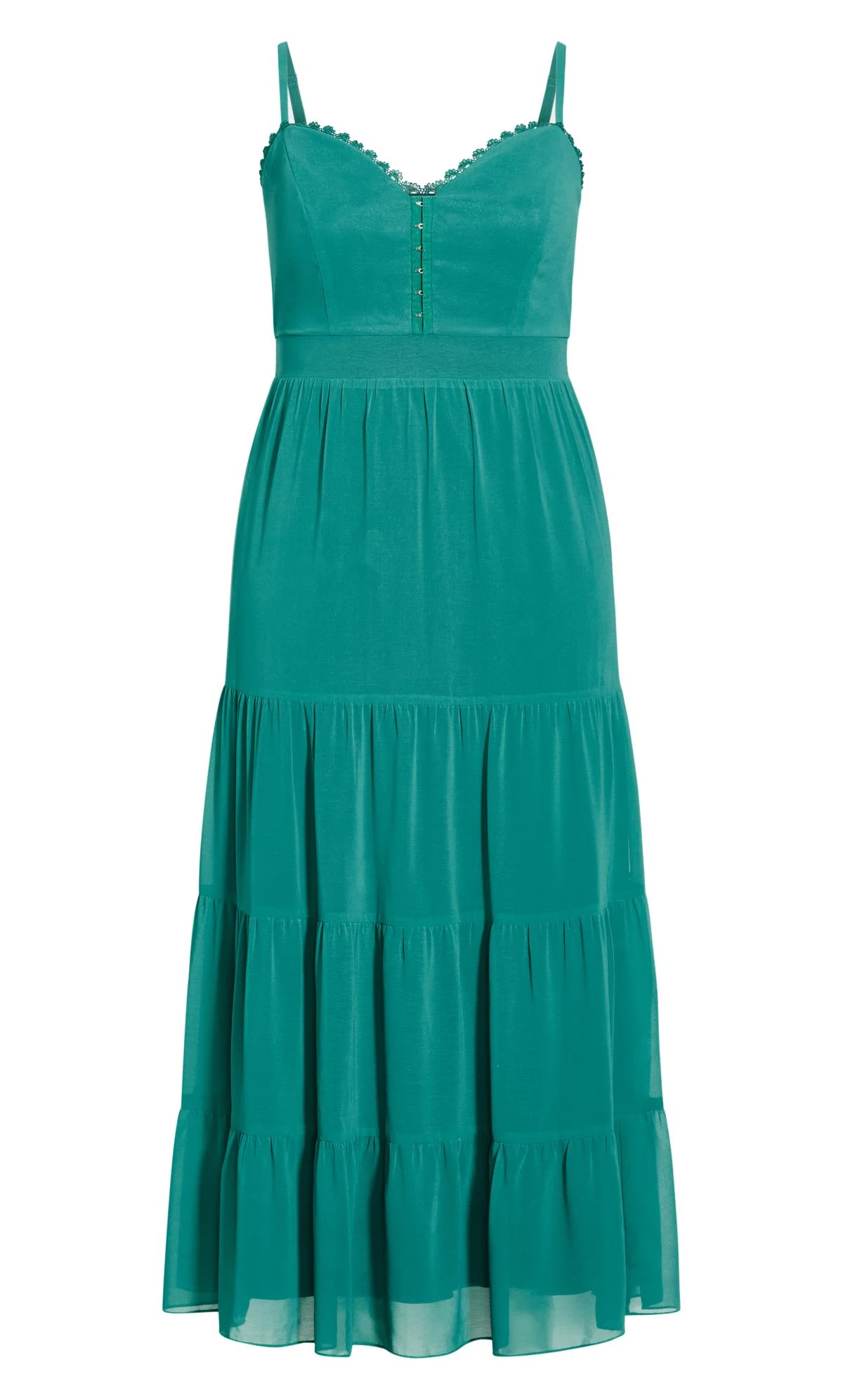 City Chic Teal Green Chiffon Tiered Midaxi Dress - Image 4