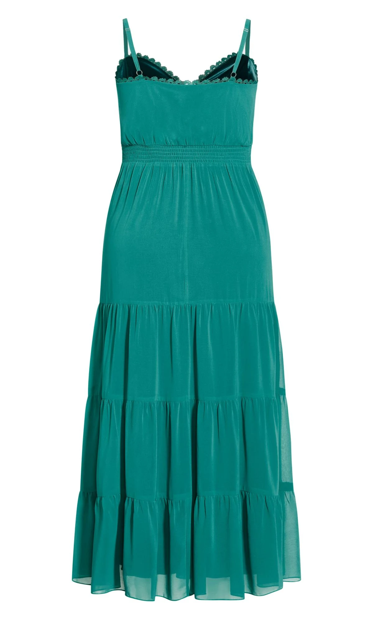 City Chic Teal Green Chiffon Tiered Midaxi Dress - Image 5