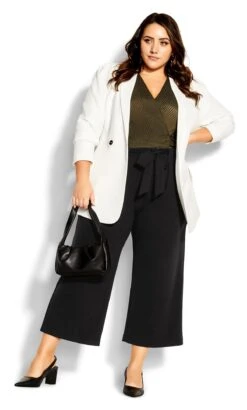 City Chic Black Formal Tie Waisted Culotte
