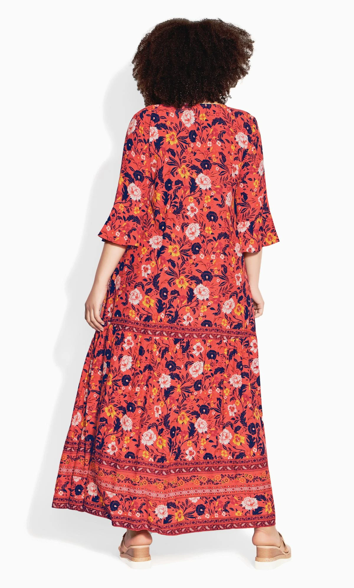Avenue Orange Floral Print Pocket Maxi Dress - Image 2