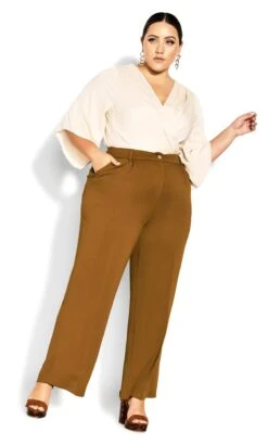 City Chic Brown Wide Leg Suit Trousers