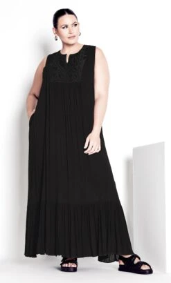 Avenue Black Lora Crochet Maxi Dress