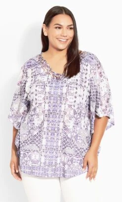 Avenue Lilac Floral Gypsy Top