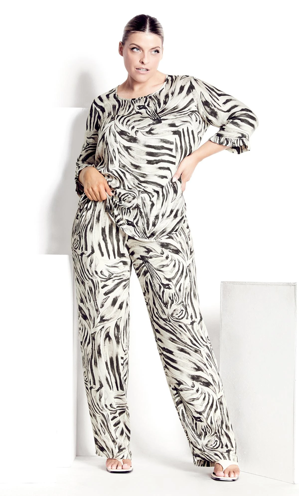 City Chic Isolde Roth Black Zebra Print Pant