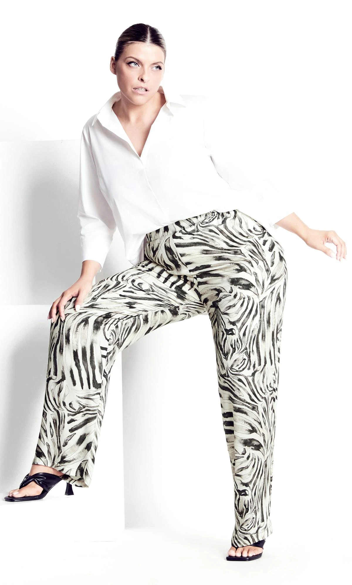 City Chic Isolde Roth Black Zebra Print Pant - Image 3