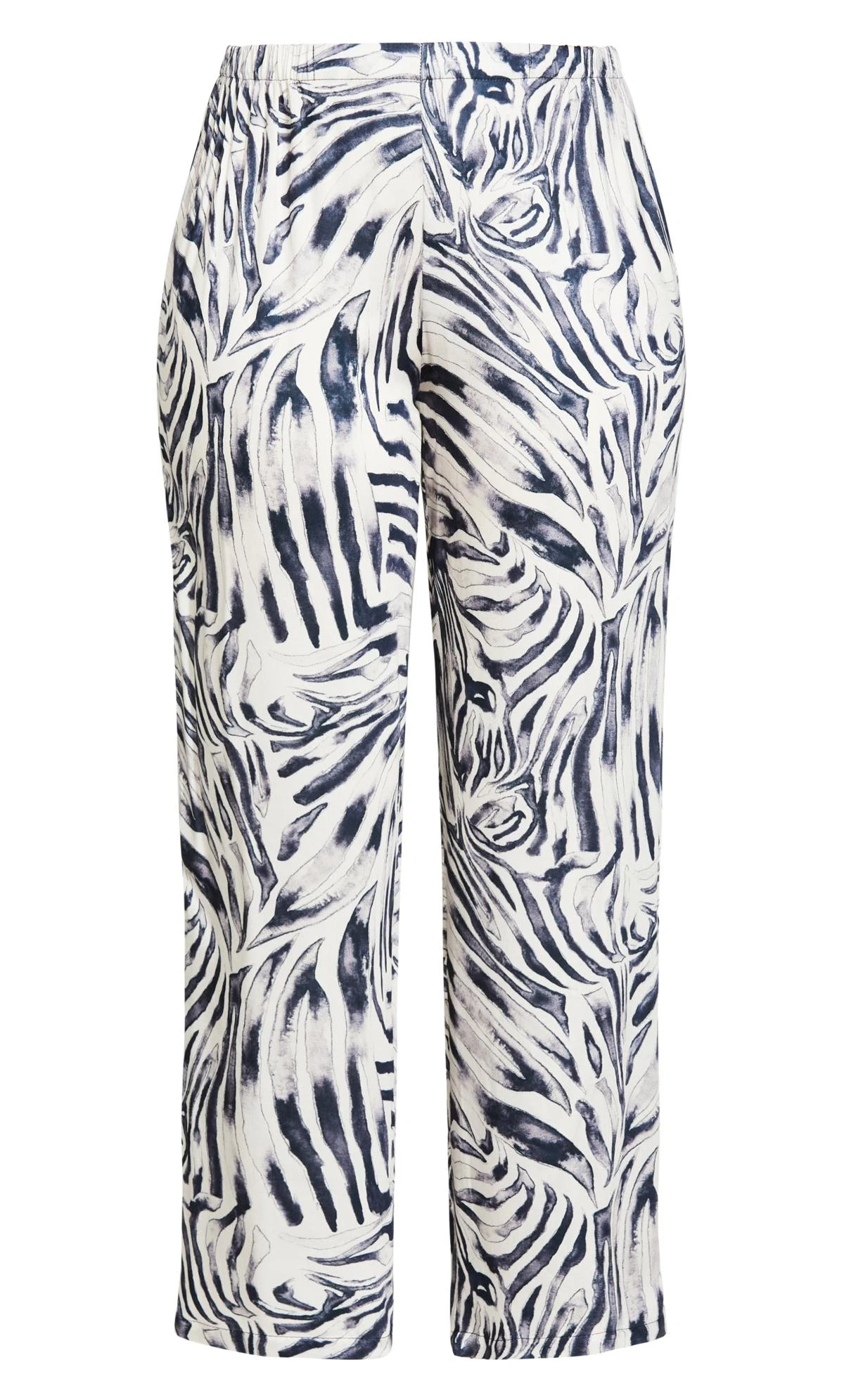 City Chic White & Black Abstract Print Wide Leg Trousers - Image 5
