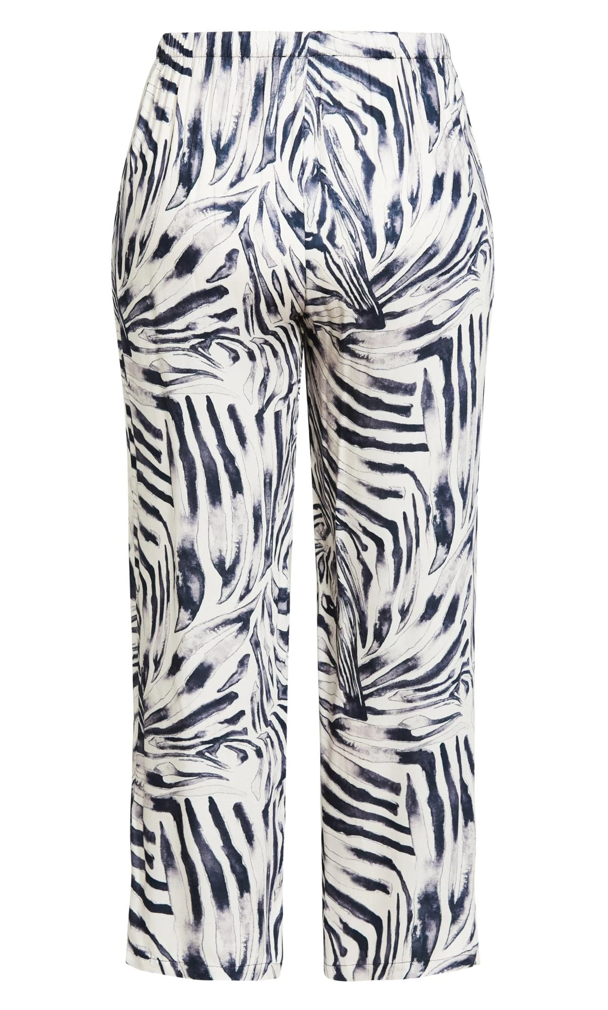 City Chic White & Black Abstract Print Wide Leg Trousers - Image 6
