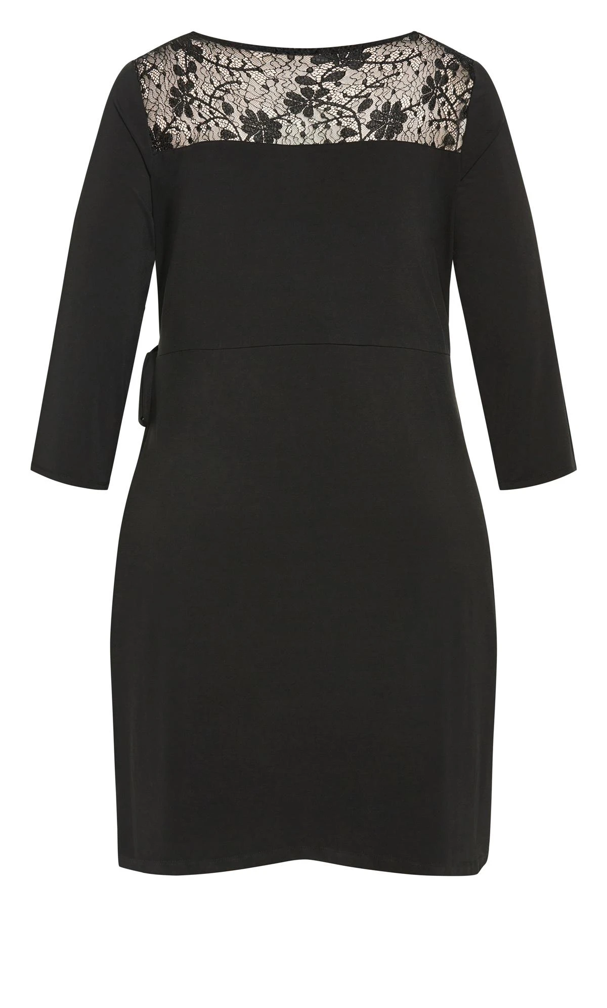 Avenue Black Lace Detial Bodycon Wrap Dress - Image 3