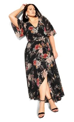 City Chic Black Sweet Botanical Maxi Dress