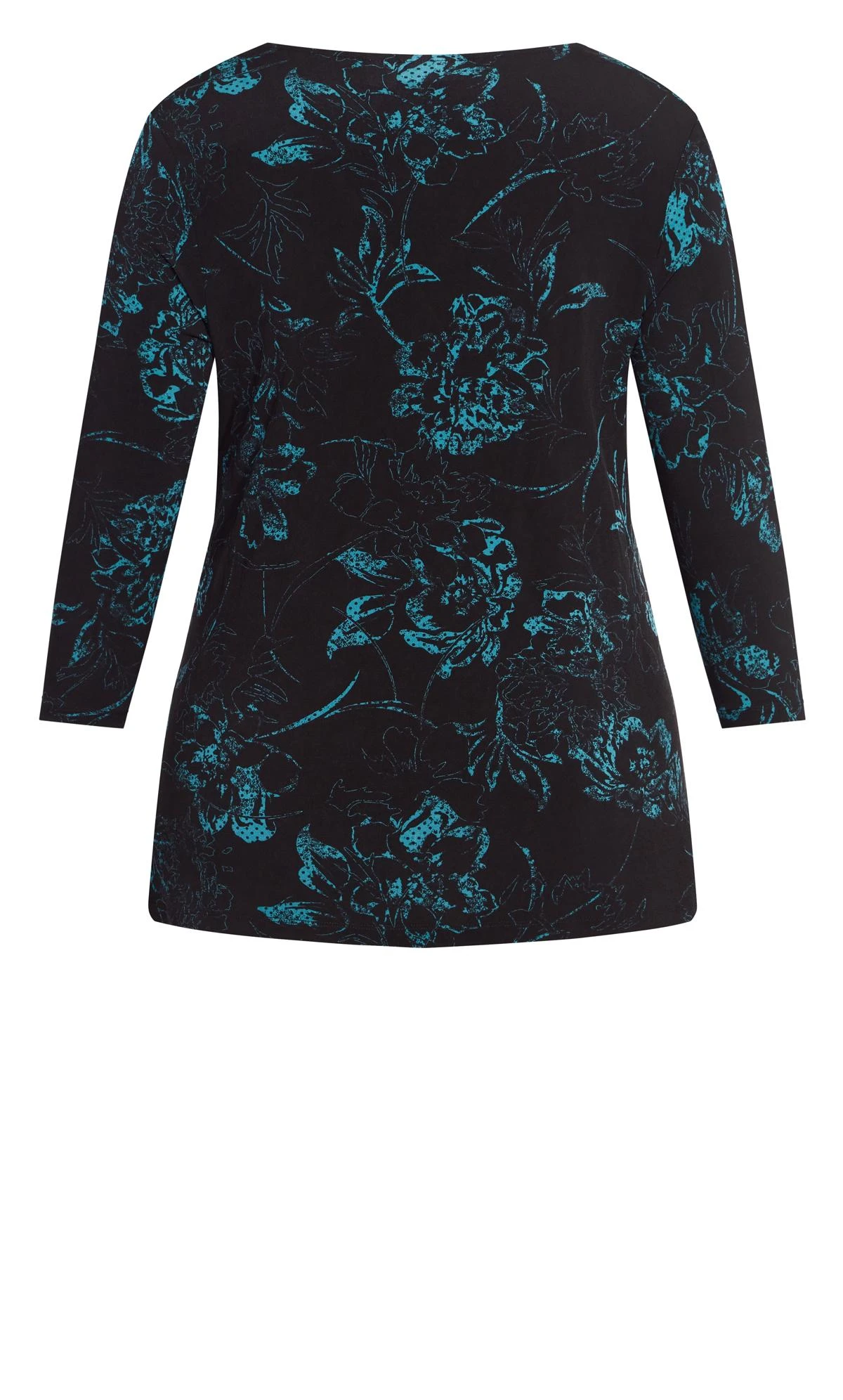 Avenue Black & Teal Floral Wrap Top - Image 6