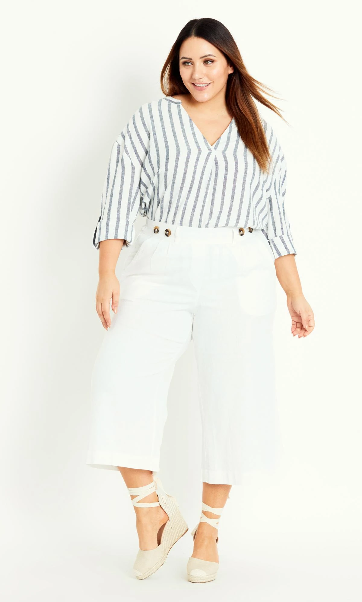 Evans White Wide Leg Culotte Trousers