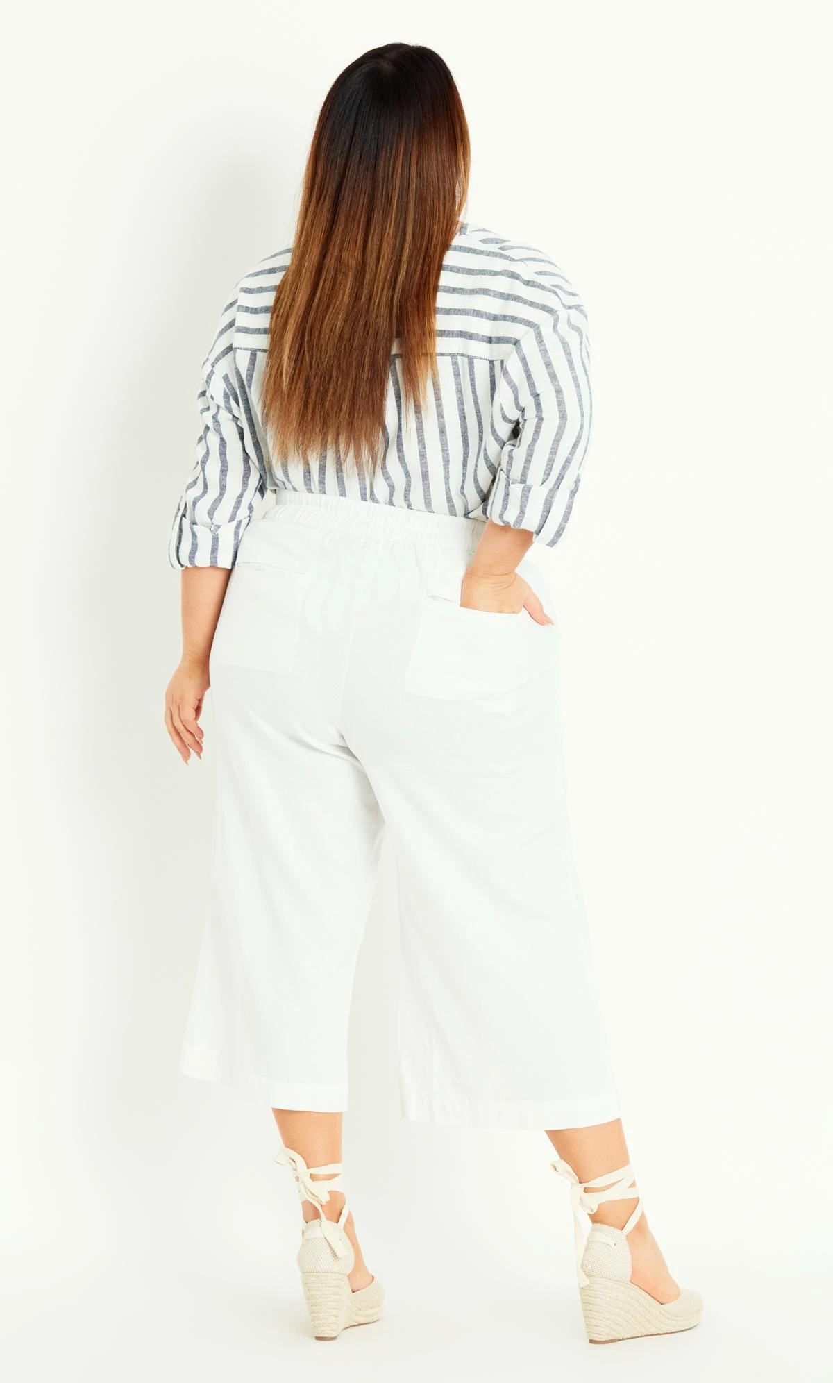 Evans White Wide Leg Culotte Trousers - Image 2