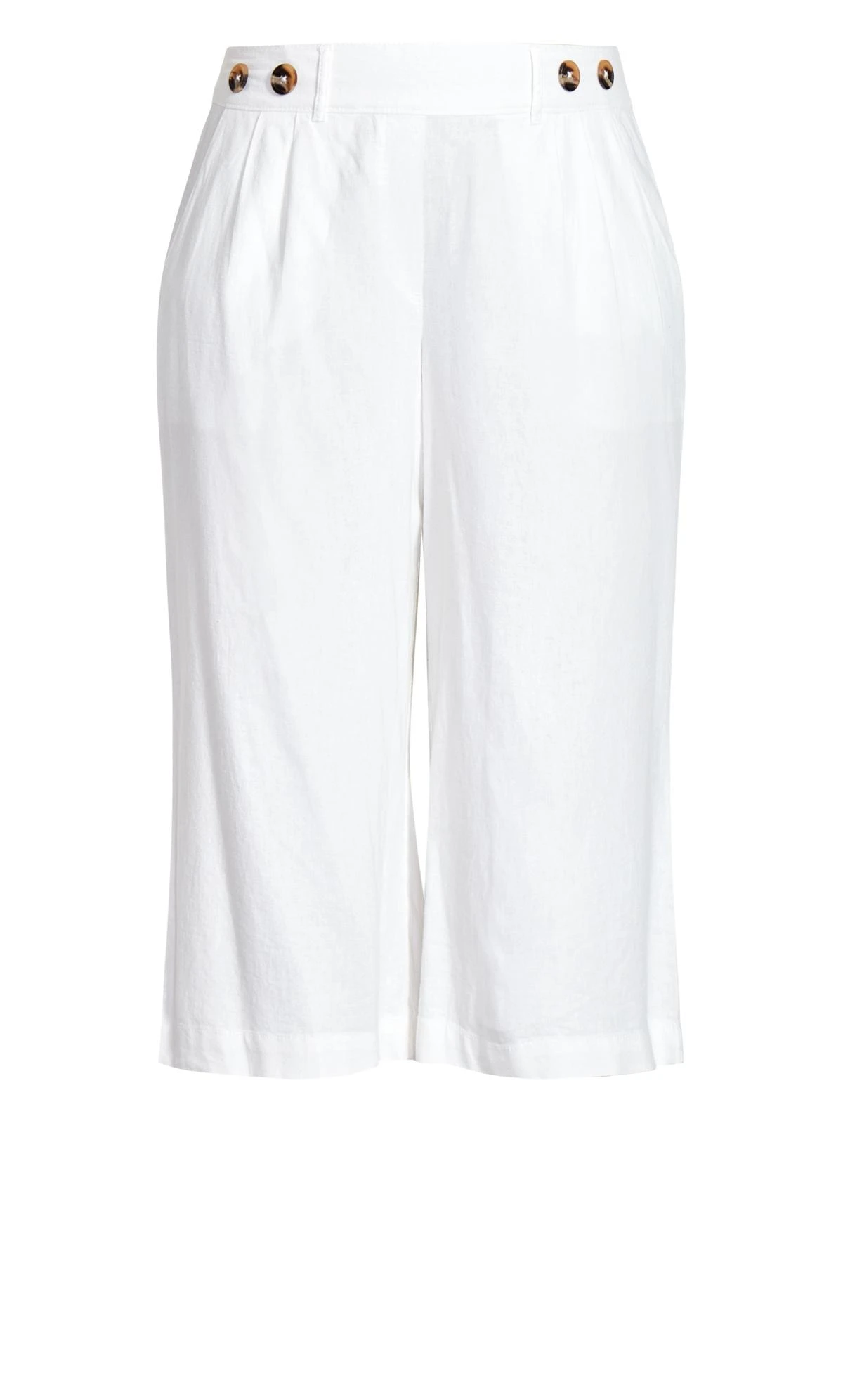 Evans White Wide Leg Culotte Trousers - Image 3