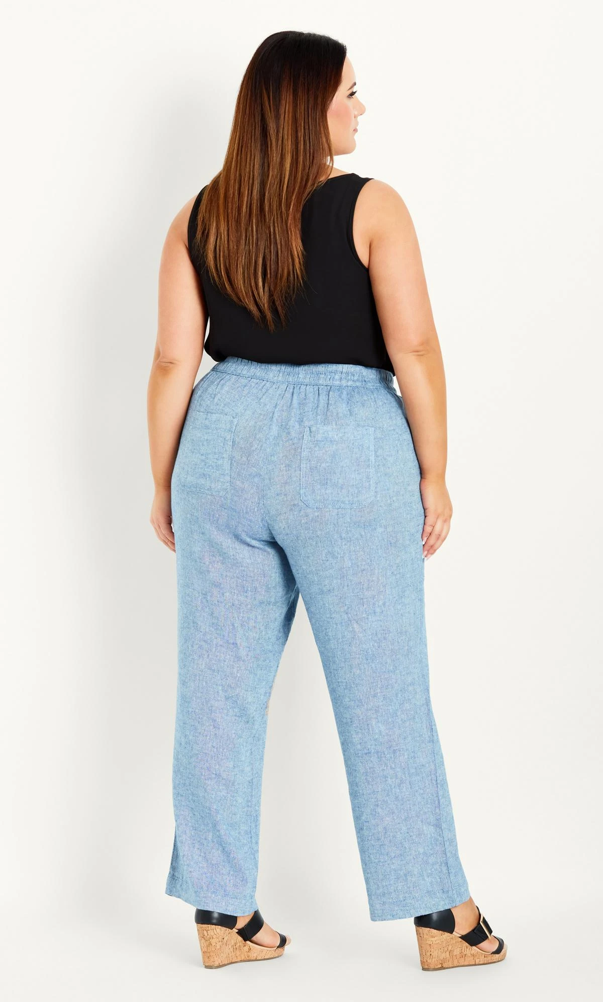 Evans Blue Linen Blend Trouser Chambray - Image 3