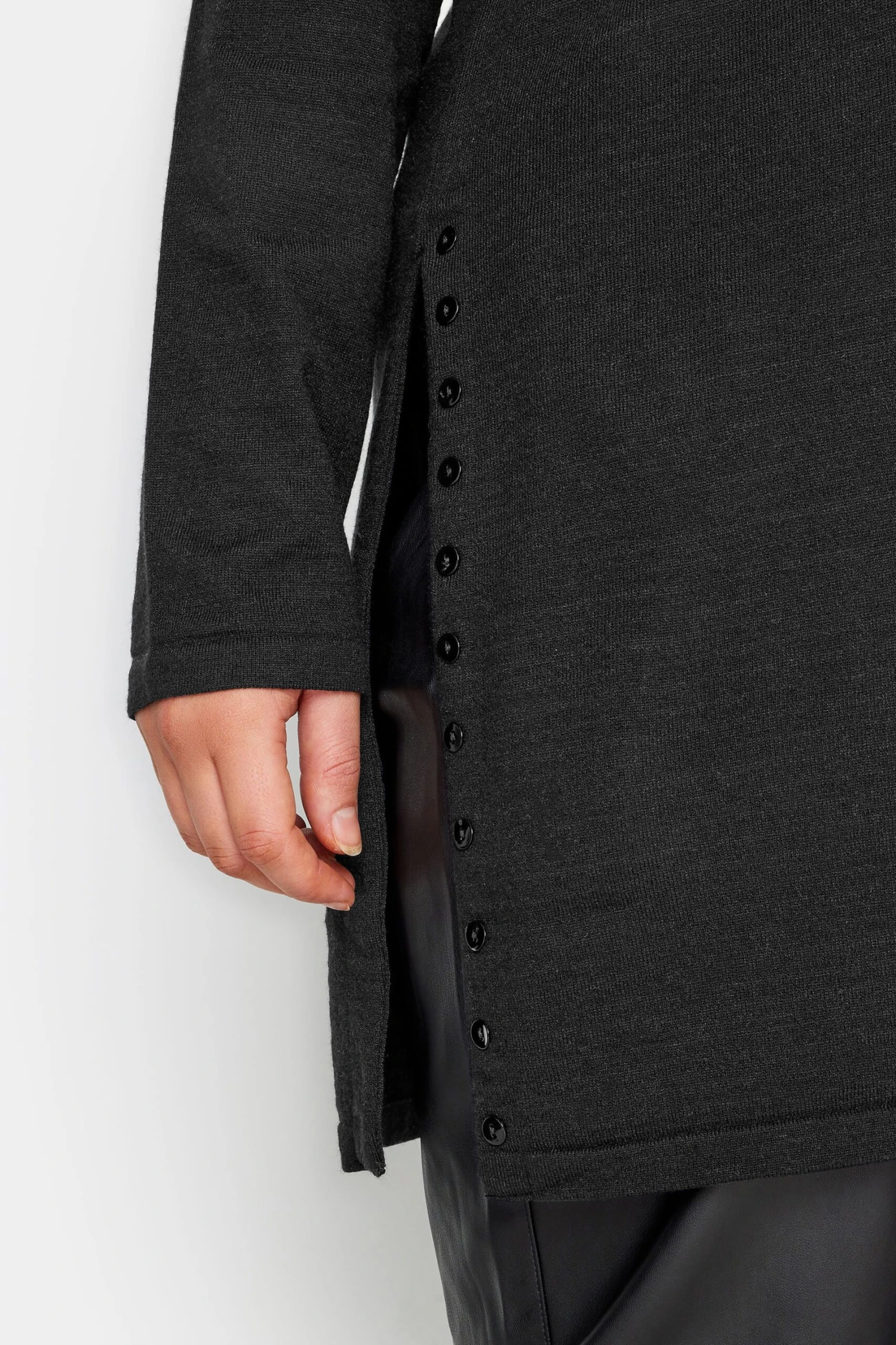 City Chic Manon Baptiste Black Side Split Long Sleeve Top - Image 5