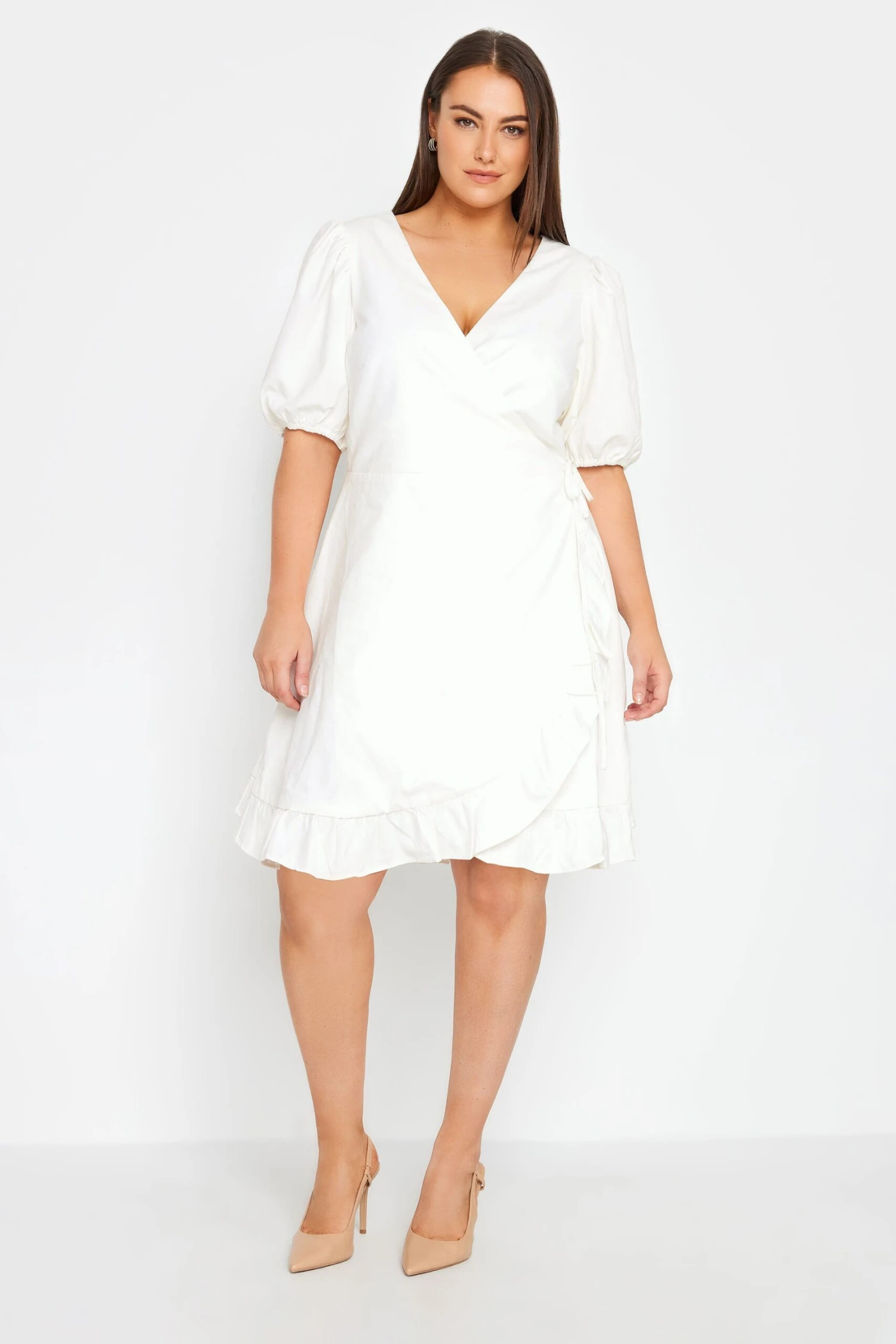 City Chic Ivory Ruffle Wrap Dress - Image 2