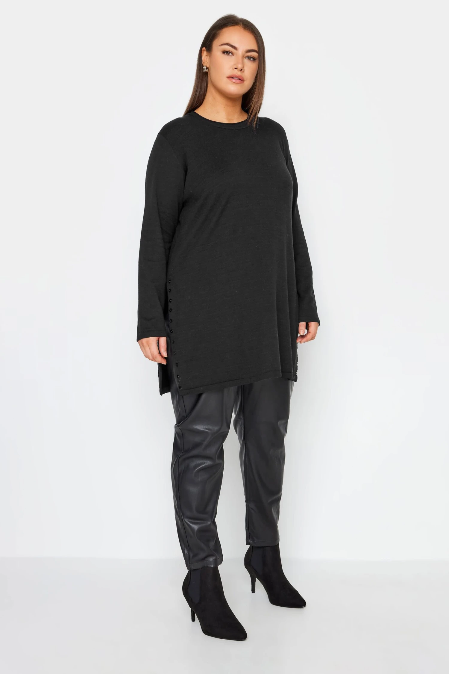 City Chic Manon Baptiste Black Side Split Long Sleeve Top - Image 2