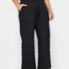 City Chic Black Stitch Detail Wide Leg Trousers