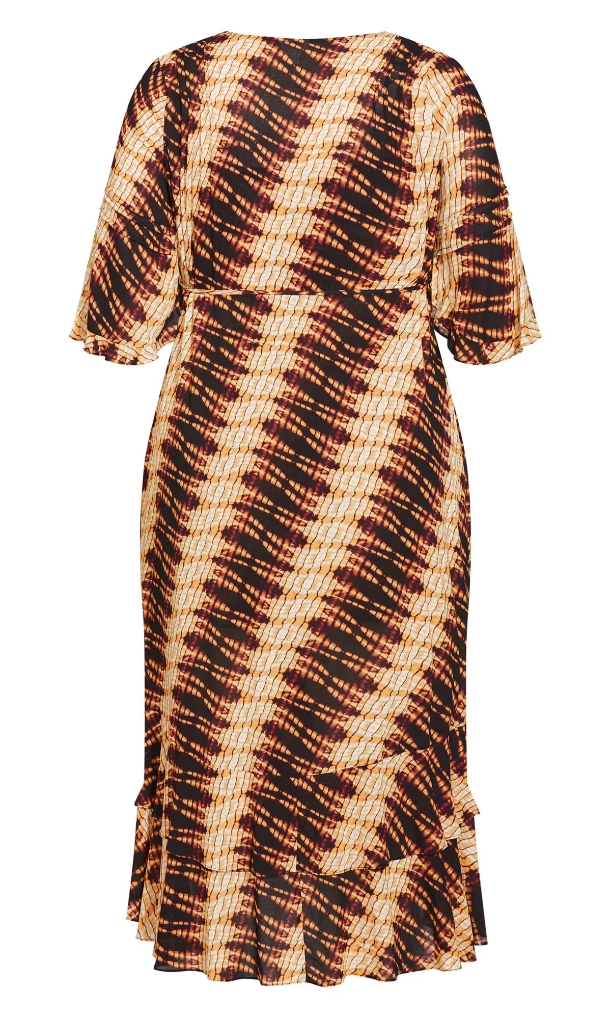 Evans Yellow & Brown Swirl Print Wrap Smock Maxi Dress - Image 5