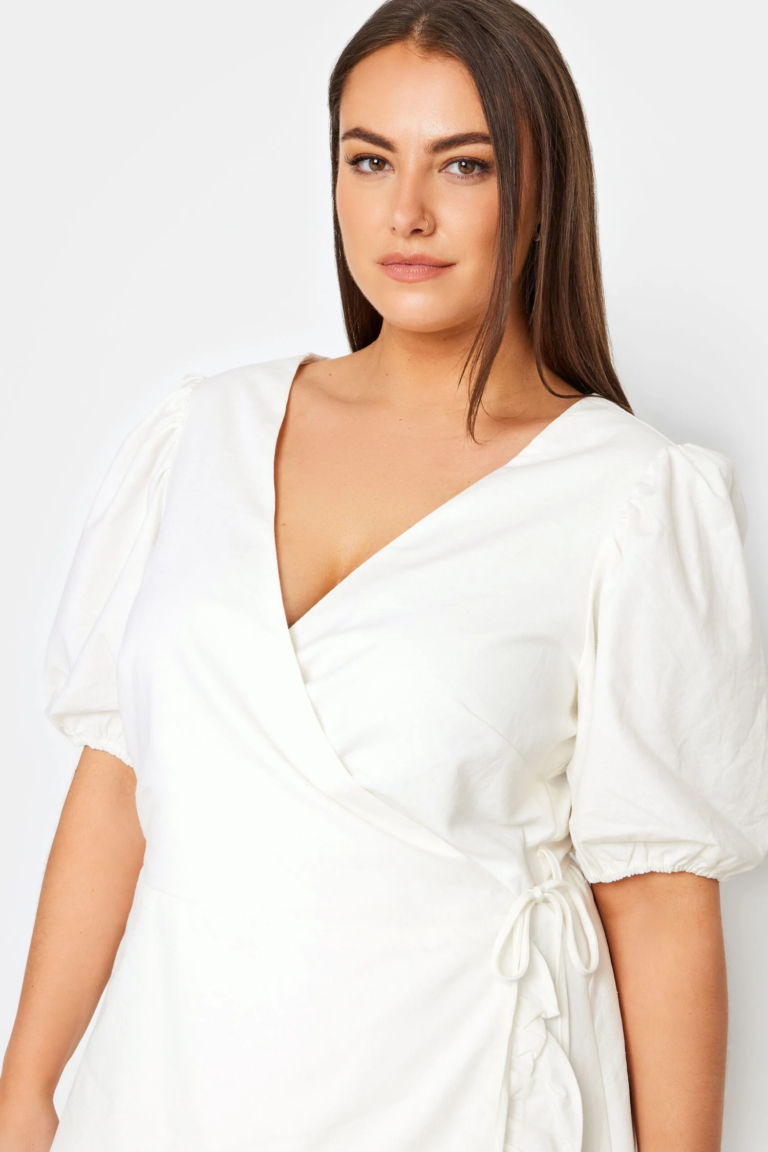City Chic Ivory Ruffle Wrap Dress - Image 4