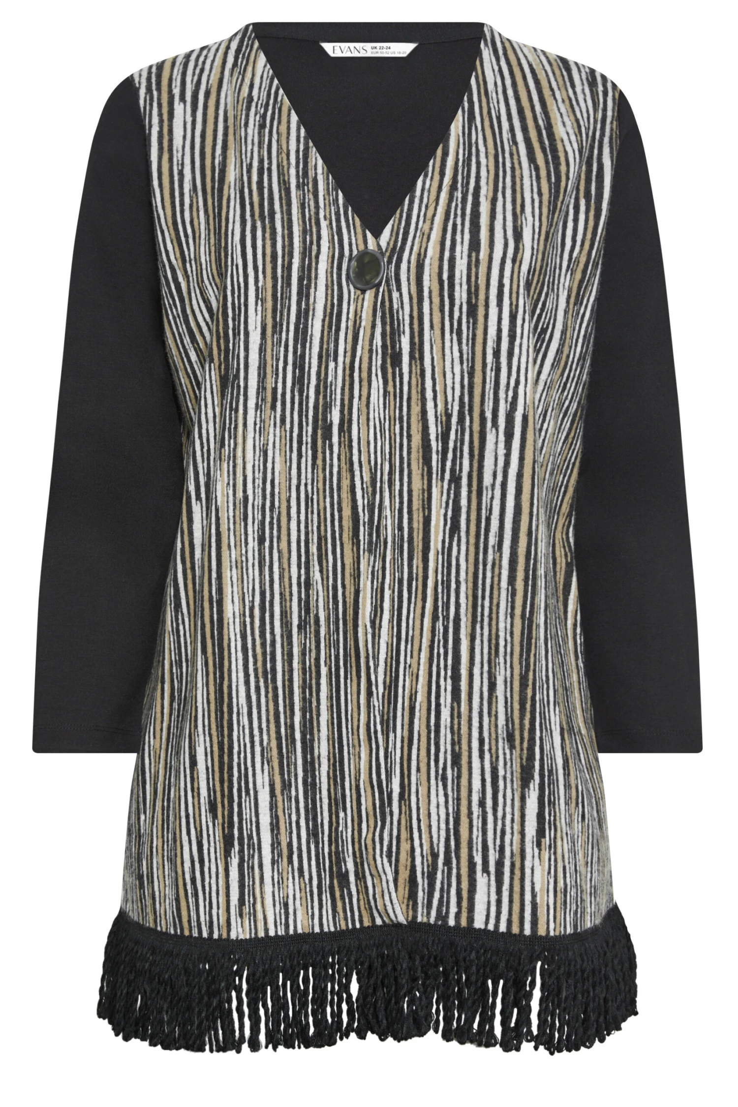 City Chic Black & Grey Abstract Print Zip Front Long Sleeve Top - Image 6