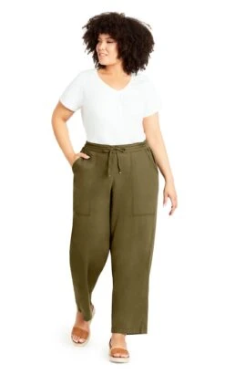 Avenue Evans Khaki Green Pocket Stitch Wide Leg Trousers