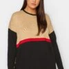 City Chic Manon Baptiste Black & Brown Colour Block Jumper